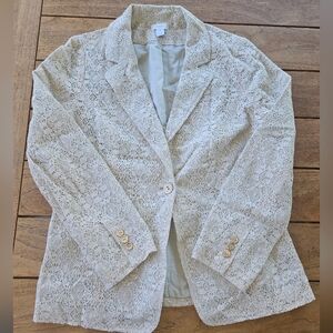 Chico’s Size 1 Eyelet Lace Blazer Cream Ivory Floral Jacket